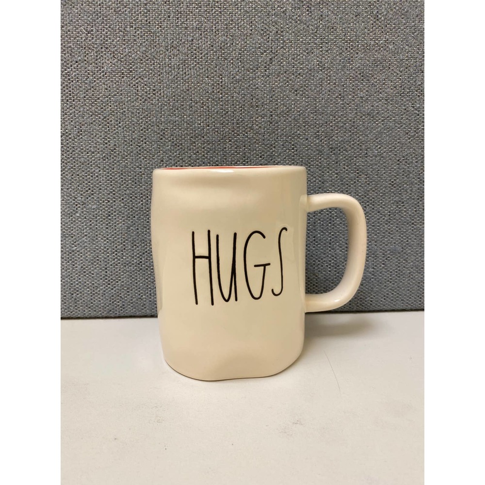 Rae Dunn Artisan Collection by Magenta HUGS mug cream out red inside. coffee cup